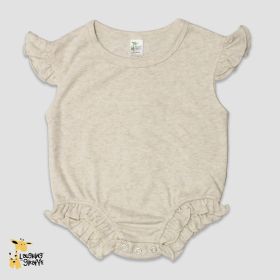 Flutter Sleeve Bubble Rompers (Option: PolyesterCotton Blend Oatmeal 612M)
