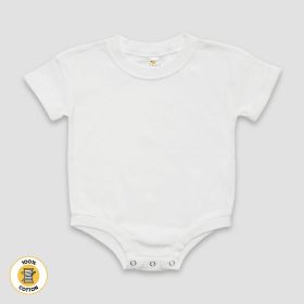 Rolled Short Sleeve Baby Bubble Rompers (Option: Premium 100% Cotton White 1218M)